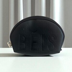 BEIS Black Logo Small Cosmetic Travel Zip Bag